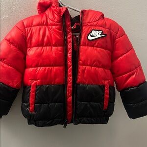 Nike Kids Red and Black Puffer Jacket